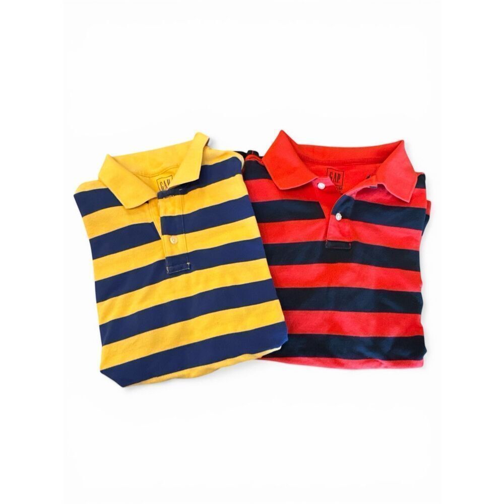 GAP Lot of 2 Vintage Classic Gap Y2K Era Rugby Stripe Pique Polo Shirts